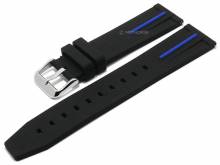 Meyhofer EASY-CLICK Uhrenarmband Merrik 22mm schwarz/blau Silikon sportiv (Schließenanstoß 20 mm)