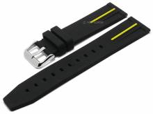 Meyhofer EASY-CLICK Uhrenarmband Merrik 22mm schwarz/gelb Silikon sportiv (Schließenanstoß 20 mm)