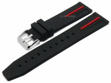 Meyhofer EASY-CLICK Uhrenarmband Merrik 22mm schwarz/rot Silikon sportiv (Schließenanstoß 20 mm)