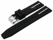 Meyhofer EASY-CLICK Uhrenarmband Merrik 22mm schwarz/weiß Silikon sportiv (Schließenanstoß 20 mm)