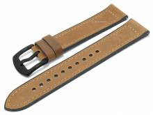 Meyhofer EASY-CLICK Uhrenarmband Waldport 18mm hellbraun Leder/Silikon Vintage-Look (Schließenanstoß 16 mm)