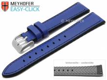 Meyhofer EASY-CLICK watch strap Ontario 24mm blue leather/silicone smooth stitched (width of buckle 22 mm)