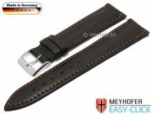 Meyhofer EASY-CLICK Uhrenarmband Saale 18mm dunkelbraun Bridle-Leder glatt abgenäht (Schließenanstoß 16 mm)