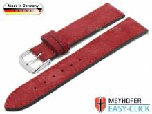 Meyhofer EASY-CLICK Uhrenarmband Neckar 18mm rot Leder Velours abgenäht Made in Germany (Schließenanstoß 16 mm)