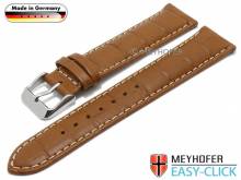 Meyhofer EASY-CLICK Uhrenarmband Lenne 18mm hellbraun Leder Alligator-Prägung helle Naht (Schließenanstoß 16 mm)