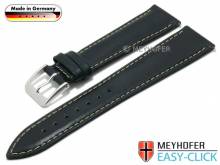 Meyhofer EASY-CLICK watch strap Rhine 18mm dark blue leather smooth light stitching (width of buckle 16 mm)