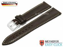 Meyhofer EASY-CLICK Uhrenarmband Rhine 18mm dunkelbraun Leder glatt helle Naht (Schließenanstoß 16 mm)
