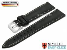Meyhofer EASY-CLICK Uhrenarmband Rhine 18mm schwarz Leder glatt helle Naht (Schließenanstoß 16 mm)