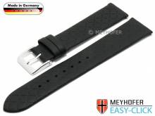 Meyhofer EASY-CLICK Uhrenarmband Mainz 16mm schwarz Leder Rautenmuster ohne Naht (Schließenanstoß 16 mm)