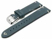Meyhofer EASY-CLICK Uhrenarmband Portland 18mm mittelblau Leder Vintage-Look helle Naht (Schließenanstoß 16 mm)