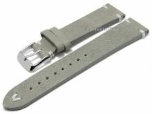 Meyhofer EASY-CLICK Uhrenarmband Portland 18mm grau Leder Vintage-Look helle Naht (Schließenanstoß 16 mm)