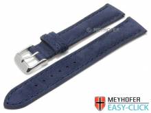 Meyhofer EASY-CLICK watch strap Yellowstone 20mm dark blue leather suede like stitched (width of buckle 18 mm)