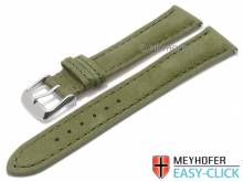 Meyhofer EASY-CLICK watch strap Yellowstone 20mm olive green leather suede like stitched (width of buckle 18 mm)