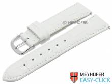 Watch strap Meyhofer EASY-CLICK XS Biscayne 16mm white leather alligator grain stitched (width of buckle 14 mm)