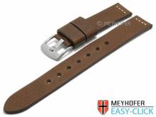 Meyhofer EASY-CLICK Uhrenarmband XL Sequoia 24mm dunkelbraun Leder Antik-Look helle Naht (Schließenanstoß 24 mm)