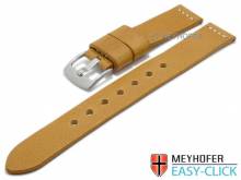 Meyhofer EASY-CLICK Uhrenarmband XL Sequoia 18mm hellbraun Leder Antik-Look helle Naht (Schließenanstoß 18 mm)