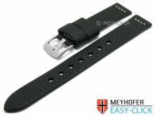 Meyhofer EASY-CLICK Uhrenarmband XL Sequoia 24mm schwarz Leder Antik-Look helle Naht (Schließenanstoß 24 mm)