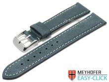 Meyhofer EASY-CLICK watch strap Bryce 20mm blue leather vintage look light stitching (width of buckle 18 mm)
