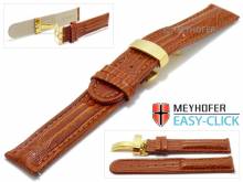 Meyhofer EASY-CLICK watch strap Revelstoke 24mm red brown leather teju grain with clasp golden (width of clasp 22 mm)