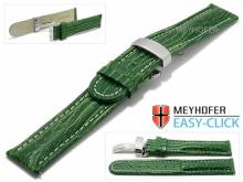Meyhofer EASY-CLICK watch strap Stratford 20mm green leather teju grain with clasp (width of clasp 20 mm)