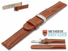 Meyhofer EASY-CLICK Uhrenarmband Stratford 18mm rotbraun Leder Teju-Prägung Faltschließe (Schließenanstoß 18 mm)