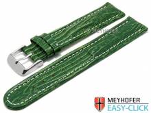 Meyhofer EASY-CLICK Uhrenarmband Agudo 18mm grün Leder Teju-Prägung helle Naht (Schließenanstoß 18 mm)