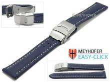 Meyhofer EASY-CLICK Uhrenarmband Paonia 18mm dunkelblau Leder glatt helle Naht Faltschließe (Schließenanstoß 18 mm)