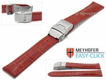 Meyhofer EASY-CLICK Uhrenarmband Tomoka 18mm rot Leder Alligator-Prägung Faltschließe (Schließenanstoß 18 mm)