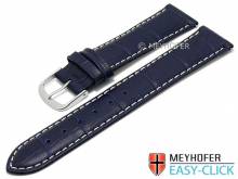 Meyhofer EASY-CLICK watch strap Ruston 16mm dark blue leather alligator grain light stitched (width of buckle 16 mm)