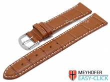 Meyhofer EASY-CLICK Uhrenarmband Ruston 16mm hellbraun Leder Alligator-Prägung helle Naht (Schließenanstoß 16 mm)