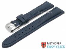 Meyhofer EASY-CLICK watch strap Hartington 20mm dark blue genuine deer leather grain stitched (width of buckle 18 mm)