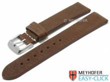 Meyhofer EASY-CLICK Uhrenarmband Worland 18mm dunkelbraun Leder genarbt ohne Naht (Schließenanstoß 16 mm)