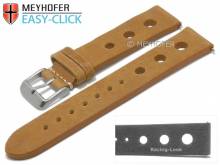 Meyhofer EASY-CLICK Uhrenarmband Winnebago 18mm hellbraun Leder Racing-Look ohne Naht (Schließenanstoß 16 mm)