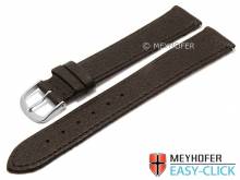Meyhofer EASY-CLICK Uhrenarmband XL Ludington 18mm dunkelbraun echt Hirsch-Leder genarbt (Schließenanstoß 16 mm)