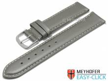 Meyhofer EASY-CLICK watch strap Amnicon 24mm silver grey leather smooth light stitching (width of buckle 22 mm)