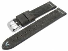 Meyhofer EASY-CLICK watch strap Revheim 24mm dark grey camel vintage look l. blue stitched (width of buckle 24 mm)
