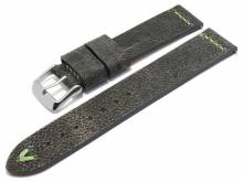 Meyhofer EASY-CLICK watch strap Revheim 18mm dark grey camel vintage look l. green stitched (width of buckle 18 mm)