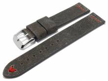 Meyhofer EASY-CLICK watch strap Revheim 24mm dark grey camel vintage look red stitching (width of buckle 24 mm)