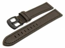Meyhofer EASY-CLICK Uhrenarmband Neuburg 18mm d.braun Leder schwarze Naht schwarze Schließe (Schließenanstoß 18 mm)