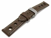Meyhofer EASY-CLICK Uhrenarmband Stavelot 18mm d.braun Leder Racing-Look Butterflyfaltschließe (Schließenanstoß 16 mm)