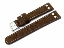 Meyhofer EASY-CLICK Uhrenarmband XL Prades 18mm d.braun Büffelleder Aviator-Look helle Naht (Schließenanstoß 18 mm)