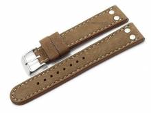 Meyhofer EASY-CLICK Uhrenarmband Tarragona 18mm m.braun Büffelleder Aviator-Look helle Naht (Schließenanstoß 18 mm)
