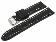 Meyhofer EASY-CLICK Uhrenarmband Stanley 18mm schwarz Sattelleder glatt helle Naht (Schließenanstoß 16 mm)