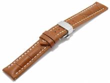 Meyhofer EASY-CLICK Uhrenarmband Purtis 18mm hellbraun Leder Alligator-Prägung Faltschließe (Schließenanstoß 16 mm)