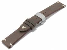 Meyhofer EASY-CLICK Uhrenarmband Overland 18mm dunkelbraun Leder helle Naht mit Faltschließe (Schließenanstoß 16 mm)