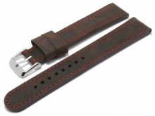 Meyhofer EASY-CLICK Uhrenarmband XL Gobi 24mm dunkelbraun Kamelleder rote Naht (Schließenanstoß 22 mm)