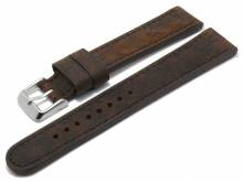 Meyhofer EASY-CLICK Uhrenarmband XL Gobi 24mm dunkelbraun Kamelleder schwarze Naht (Schließenanstoß 22 mm)