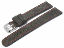 Meyhofer EASY-CLICK watch strap XL Gobi 24mm dark grey camel leather red stitching (width of buckle 22 mm)