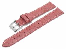 Meyhofer EASY-CLICK watch strap Santos 14mm pink leather croco grain stitched (width of buckle 12 mm)