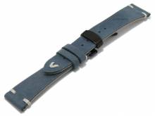 Meyhofer EASY-CLICK Uhrenarmband Grandville 18mm mittelblau Leder schwarze Faltschließe (Schließenanstoß 16 mm)